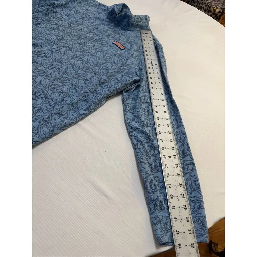 Vineyard Vines Edgartown Shep Blue Palm Shirt Men’s Blue Palm Pullover Size XL
